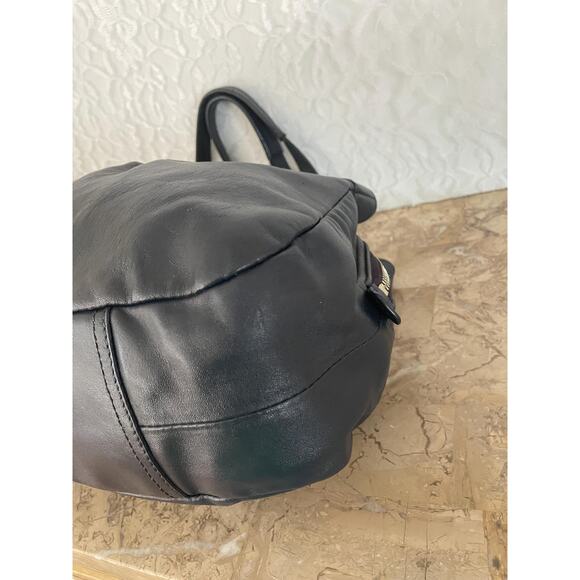 COACH Lexy pearlized navy Pleated Leather Carryall Shoulder Bag F18829 - Picture 7 of 10